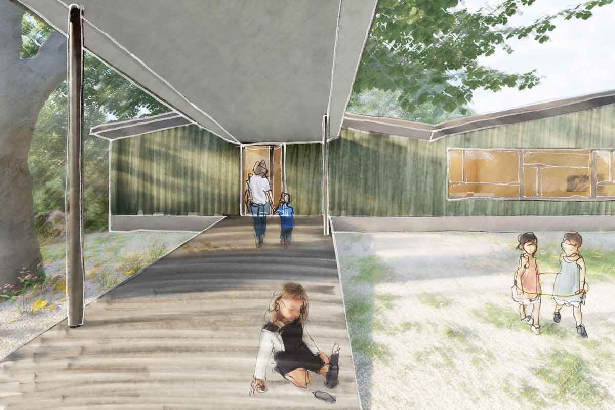 Skizze Visualisierung Neubau Kindergarten Veltheim